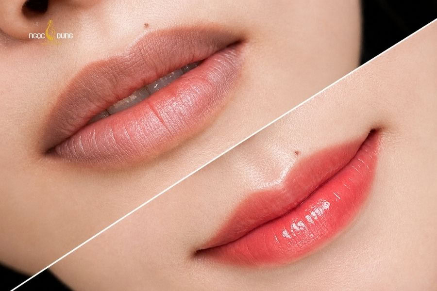 Kết quả phun môi hồng cam tại Ngọc Dung