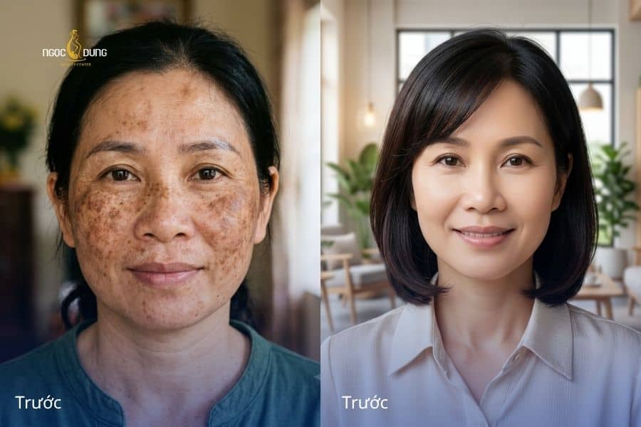 Khách hàng trẻ ra trông thấy sau khi trị sạch nám hỗn hợp trên da