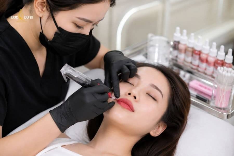 Phun môi với mục hữu cơ