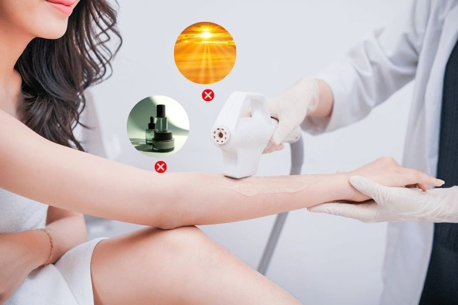 Hạn chế để da sau triệt lông công nghệ IPL tiếp xúc với ánh nắng mặt trời và hóa chất mỹ phẩm trong 24h 