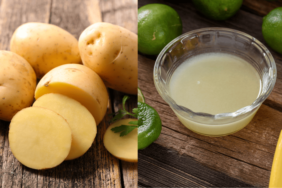Khoai tây và nước cốt chanh làm sạch tế bào sừng thâm sạm nhanh chóng