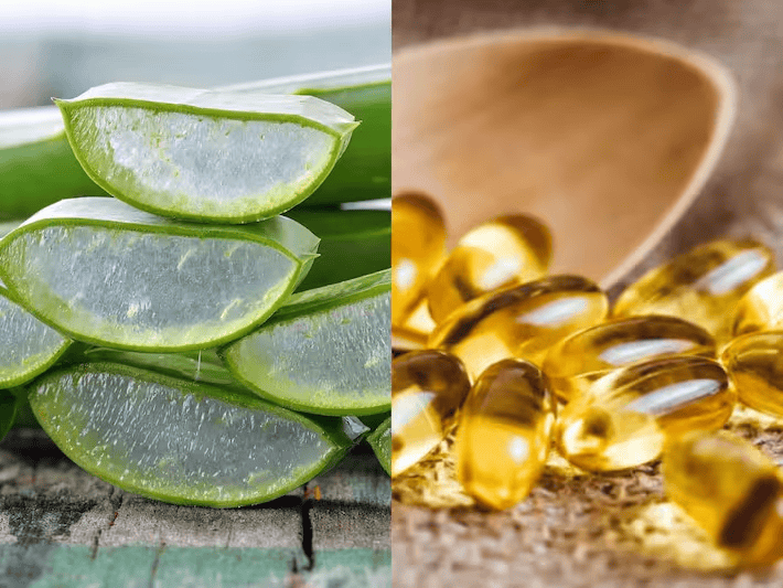 Nha đam và Vitamin E giúp nhân đôi hiệu quả giảm thâm và làm dịu da 