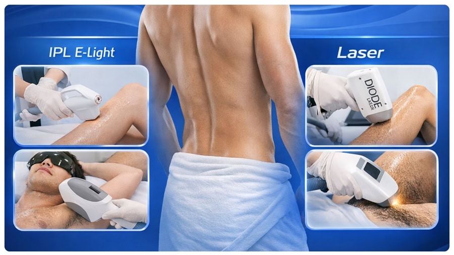 Nam giới nên triệt lông bằng công nghệ IPL E-Light hay laser thế hệ mới?