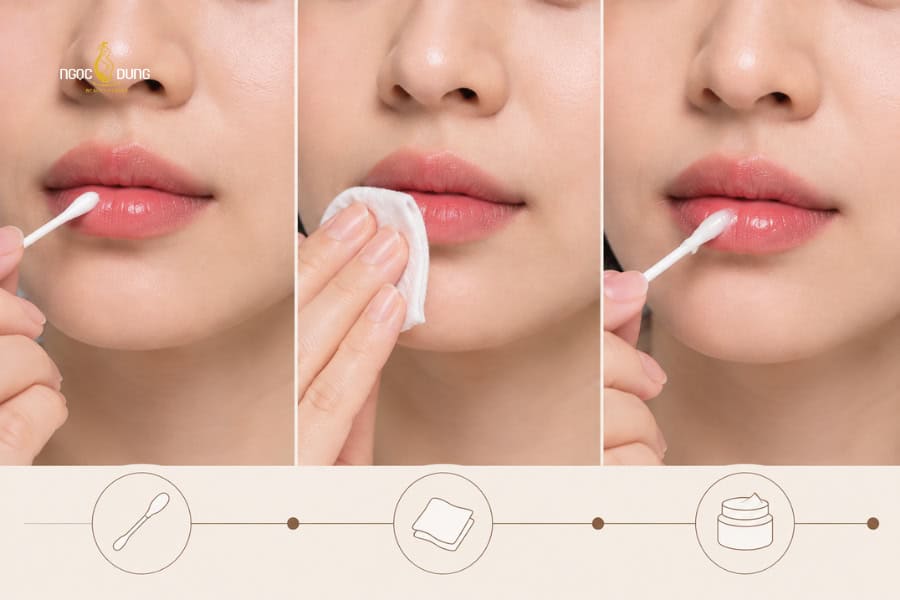 Các bước vệ sinh và thoa dưỡng ẩm môi sau phun xăm