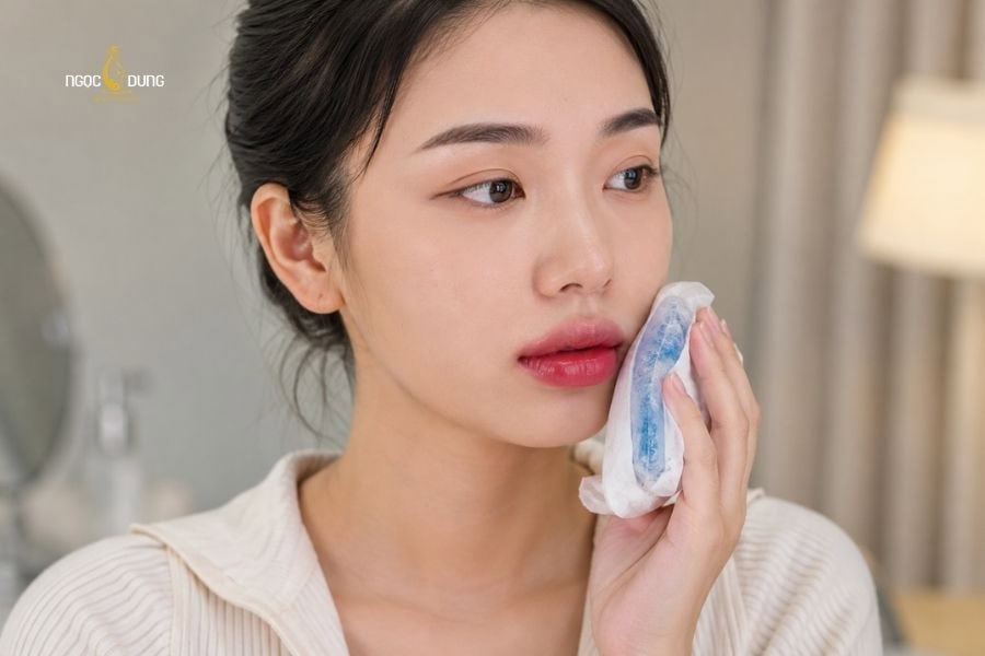 Cách dưỡng môi sau phun xăm lên màu chuẩn đẹp, lâu bền 3 Có thể chườm lạnh nếu thấy môi sưng nhẹ sau phun xăm