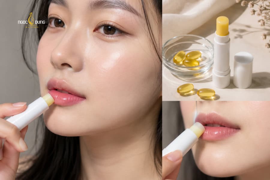 Ưu tiên dùng son có thành phần vitamin E dưỡng ẩm cho môi