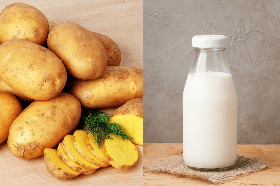 Khoai tây và sữa tươi không đường phù hợp với da khô đến da thường, hỗ trợ làm mềm và giữ ẩm cho da