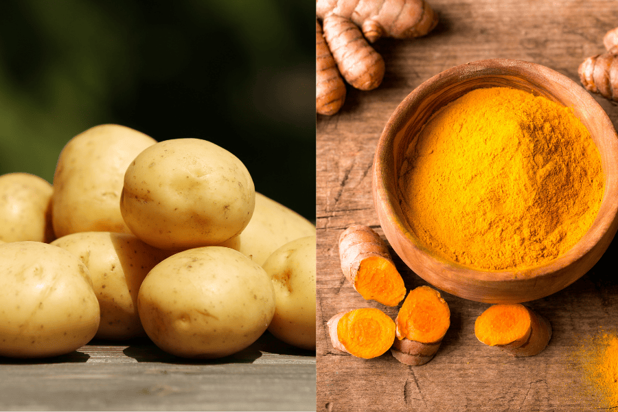 Khoai tây và tinh bột nghệ giúp da mềm mịn, sáng màu hơn