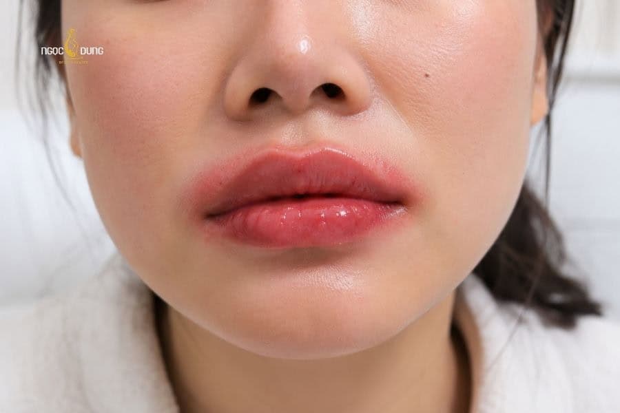 Xăm môi có hại không? Tác hại khi thực hiện sai cách 10 Môi bị dị ứng do dùng mực phun xăm kém chất lượng