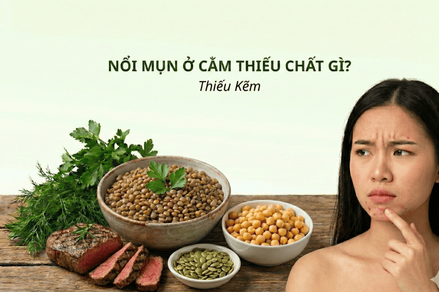 Nổi mụn ở cằm: Nguyên nhân và cách trị hiệu quả nhất hiện nay 12 Thiếu kẽm khiến da giảm kháng khuẩn và dễ nổi mụn viêm vùng cằm.