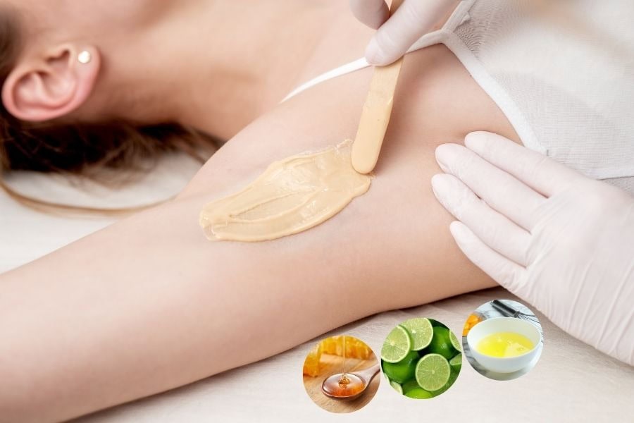 Tẩy lông tại nhà bằng mật ong kết hợp chanh và lòng trắng trứng gà thường được áp dụng cho vùng nách