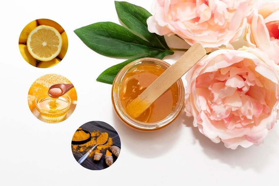 Bạn có thể thử tẩy lông mặt bằng mật ong​ kết hợp chanh và tinh bột nghệ