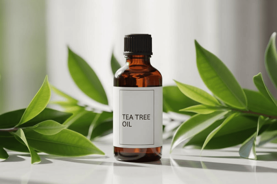 Hoạt chất trong dầu cây trà có thể giúp giảm vi khuẩn gây mụn và làm dịu vùng da viêm nhẹ