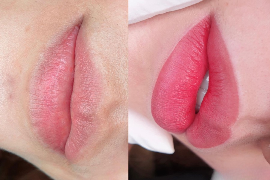 Hình ảnh đôi môi của khách hàng sau khi phun môi tại Ngọc Dung Beauty Center