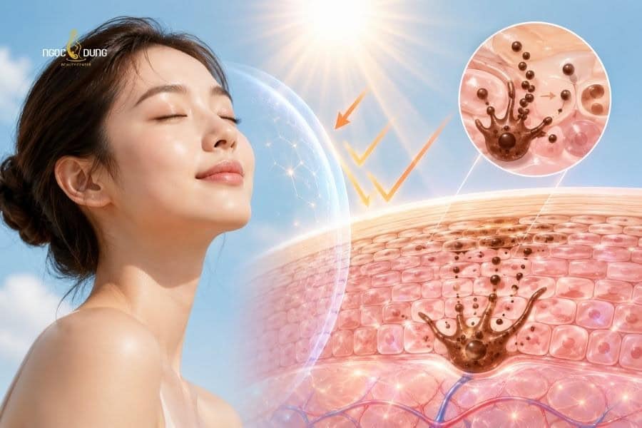 Cơ chế melanin bảo vệ da tự nhiên thường làm da sạm màu theo thời gian
