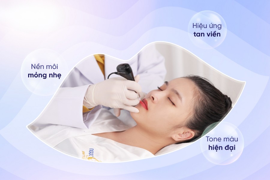 phun môi màu đỏ tươi tại thẩm mỹ viện ngọc dung