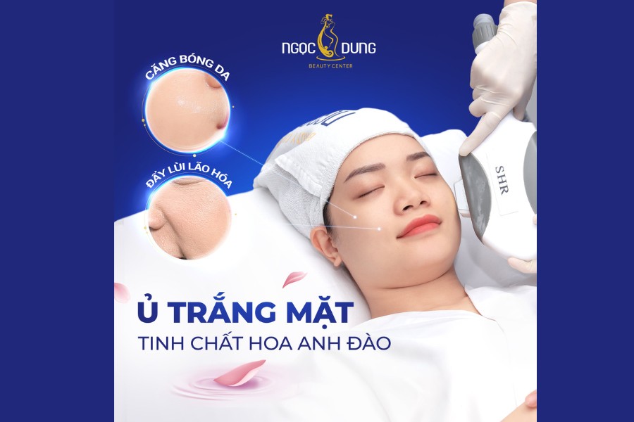 Ủ trắng da mặt tinh chất hoa anh đào Skin White chuyên sâu tại TMV Ngọc Dung