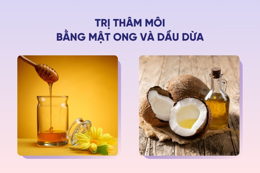 cách trị thâm môi bằng dầu dừa và mật ong