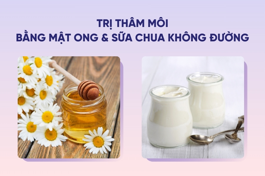 cách trị thâm môi bằng mật ong và sữa chua không đường