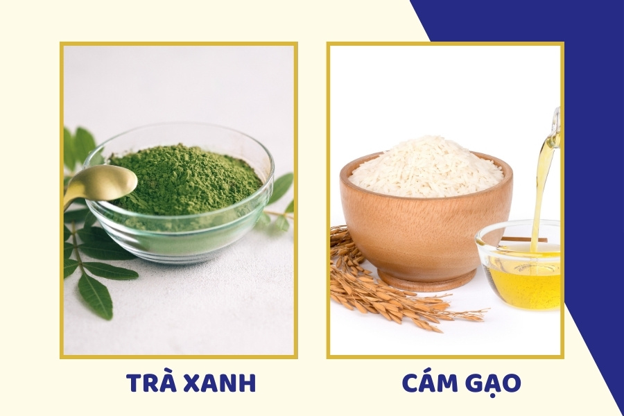 Bột trà xanh và cám gạo được xem là "thần dược" giúp loại bỏ mụn hiệu quả