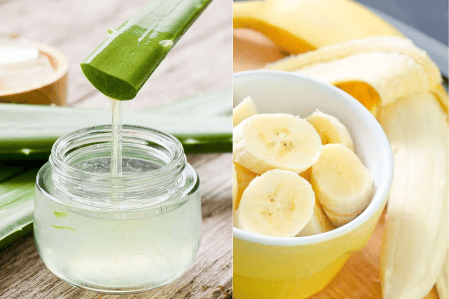 Mặt nạ chuối nha đam giúp làm dịu da cháy nắng 