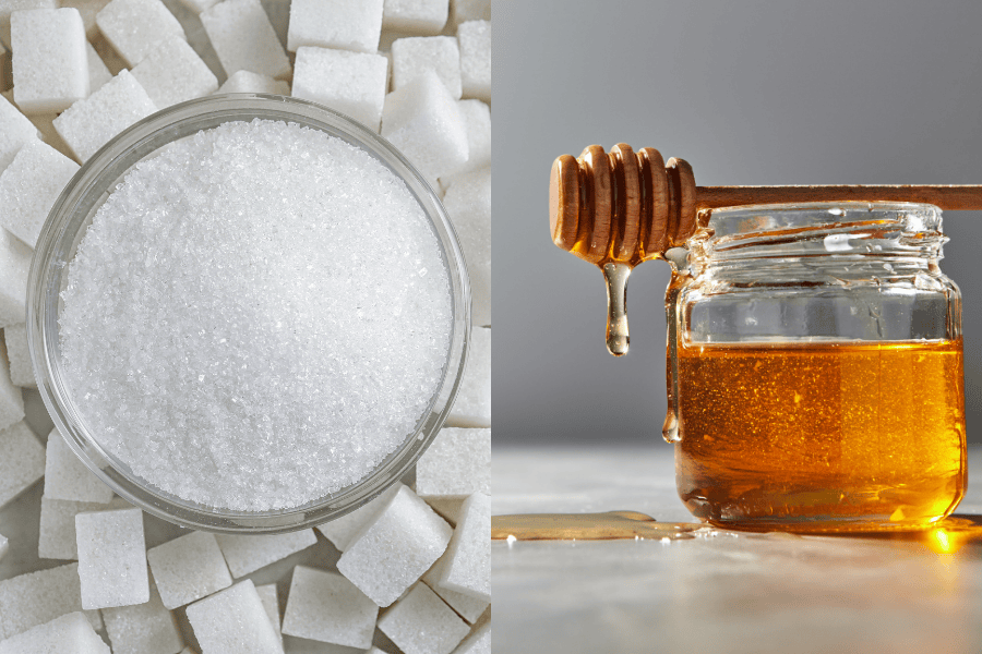 Tẩy tế bào chết môi bằng mật ong và đường giúp môi mềm mịn hơn