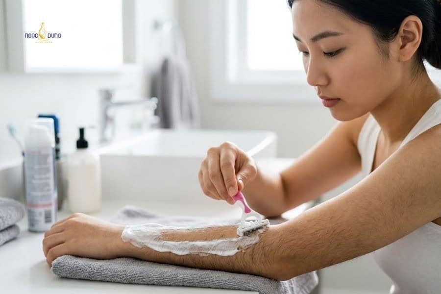 Con gái lông tay nhiều: Nguyên nhân và cách khắc phục 7 Dùng dao cạo là giải pháp loại bỏ lông tay tạm thời hạn chế kích ứng da