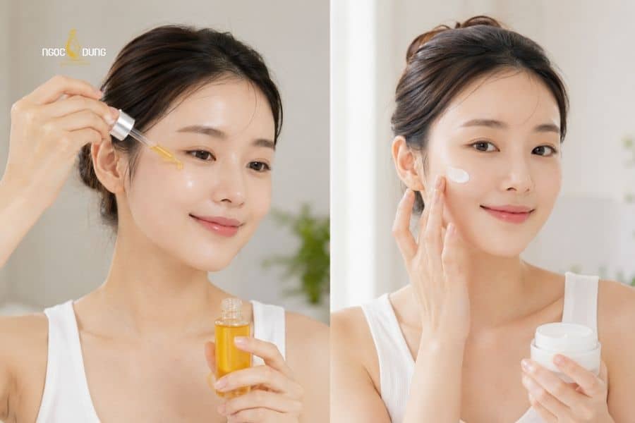 Nên dùng C ở dạng serum và Niacinamide ở dạng kem dưỡng để da hấp thụ tốt nhất