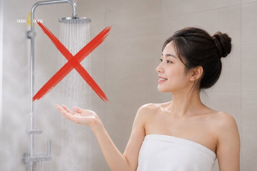 Sau khi wax lông nên làm gì? Danh sách hạng mục chi tiết 5 Không nên tắm nước nóng trong 24 giờ đầu sau khi wax lông xong