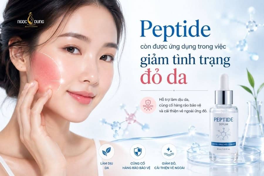 Peptide còn được ứng dụng trong việc giảm tình trạng đỏ da