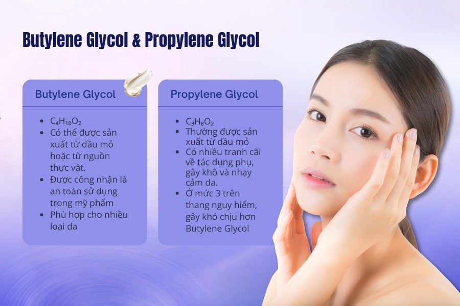 Điểm khác biệt giữa Propylene Glycol và Butylene Glycol là gì?
