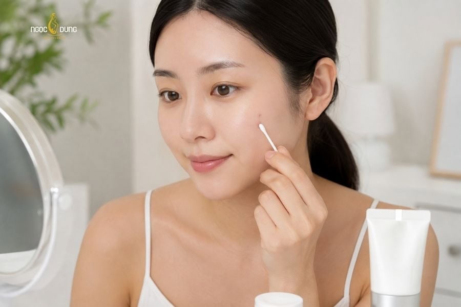 Nên dùng thêm kem trị sẹo để giúp da hồi phục sau tẩy nốt ruồi