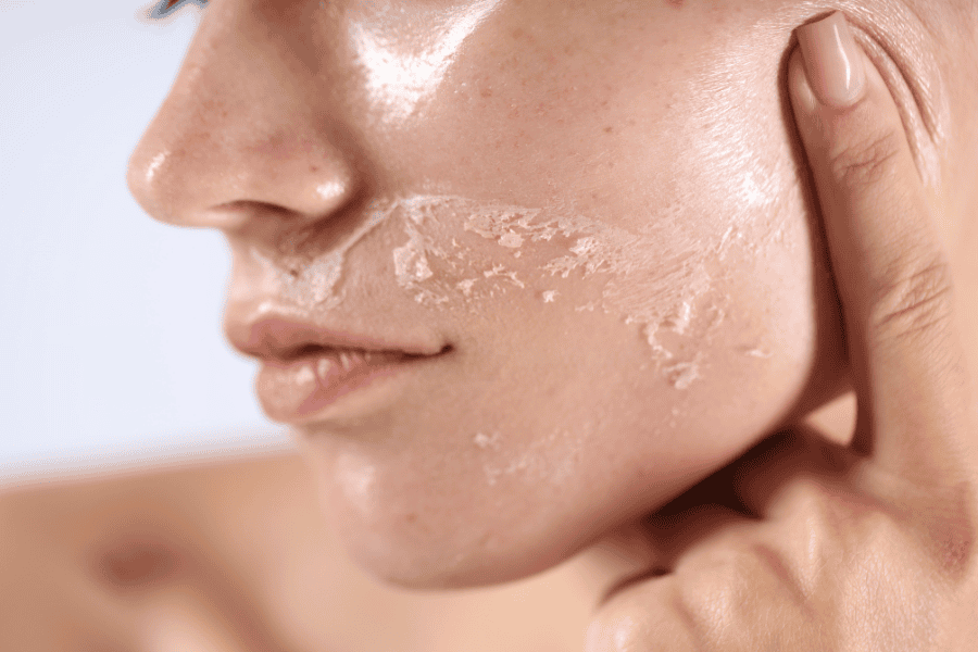 Không nên massage mặt khi da đang đỏ rát hoặc bị bong tróc