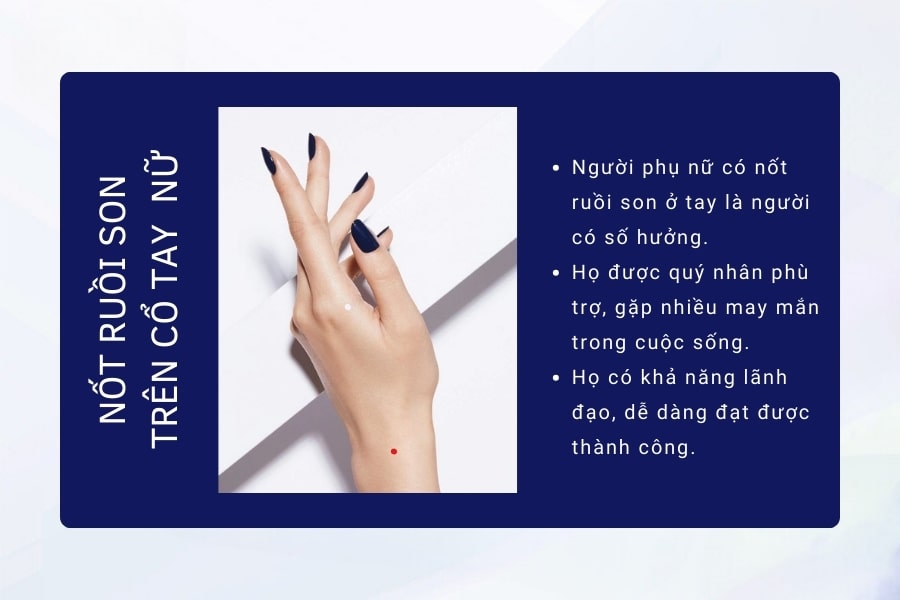 Nốt ruồi son cổ tay nữ - Nốt ruồi quý, sung sướng một đời