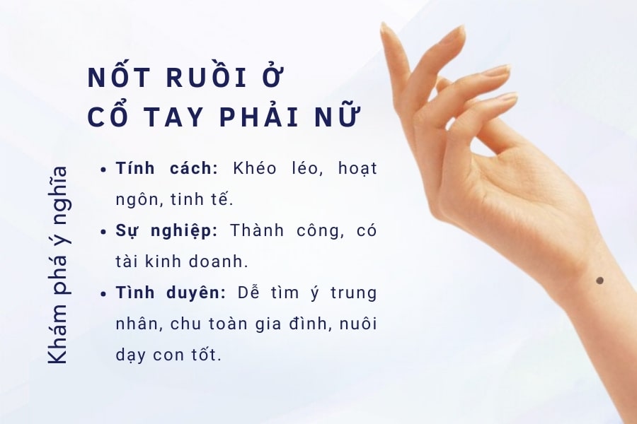 Ý nghĩa nốt ruồi ở cổ tay phải nữ trong nhân tướng học