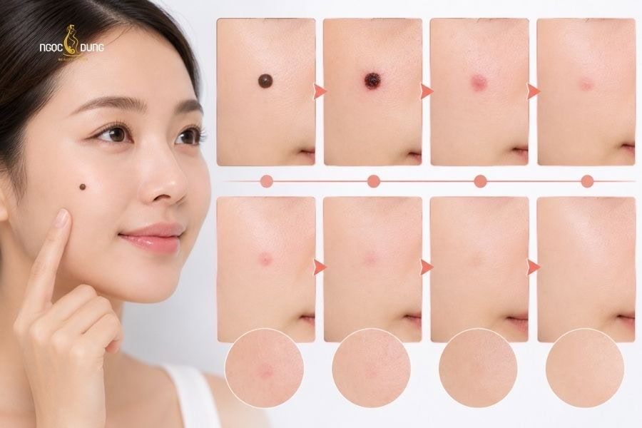 Thâm đỏ sau tẩy nốt ruồi thường mờ dần sau 2-3 tháng