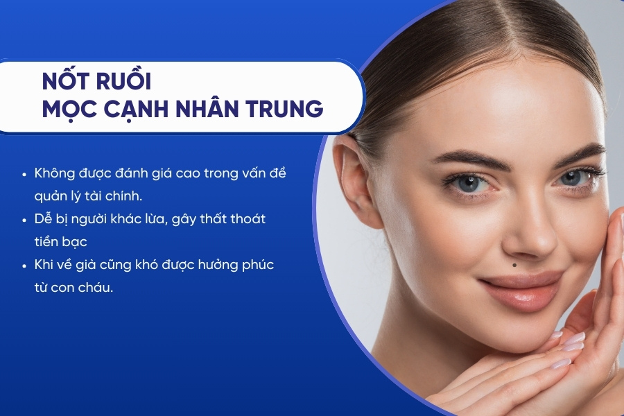 Nốt ruồi cạnh nhân trung - Không giỏi quản lý tài chính