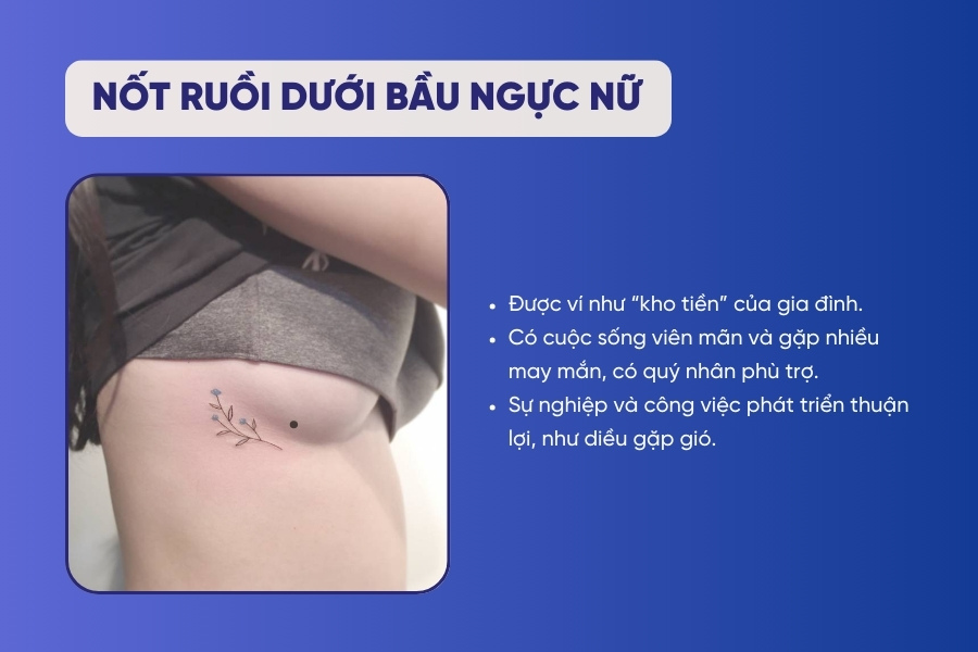 Nốt ruồi dưới bầu ngực nữ - Cuộc sống viên mãn, có quý nhân phù trợ