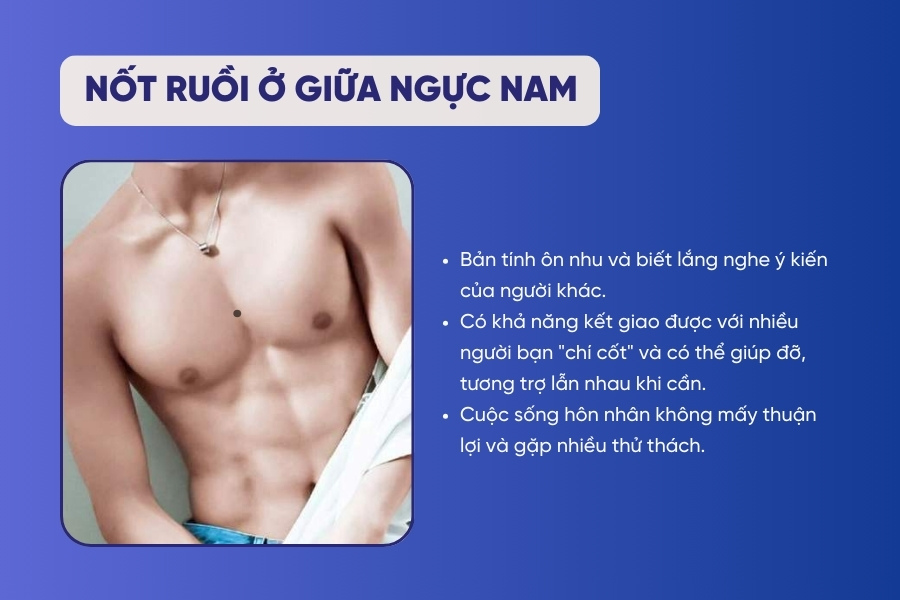 Nốt ruồi giữa ngực nam - Ôn nhu, biết lắng nghe, tướng sát thê