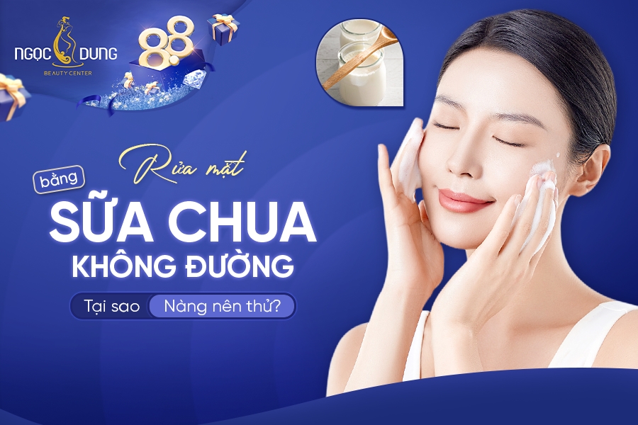 Cách rửa mặt bằng sữa chua không đường trị mụn, đẹp da