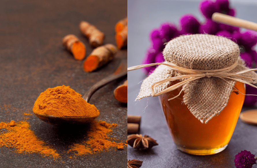 Bột nghệ và mật ong giúp hạn chế nứt da và làm mờ sắc tố thâm 