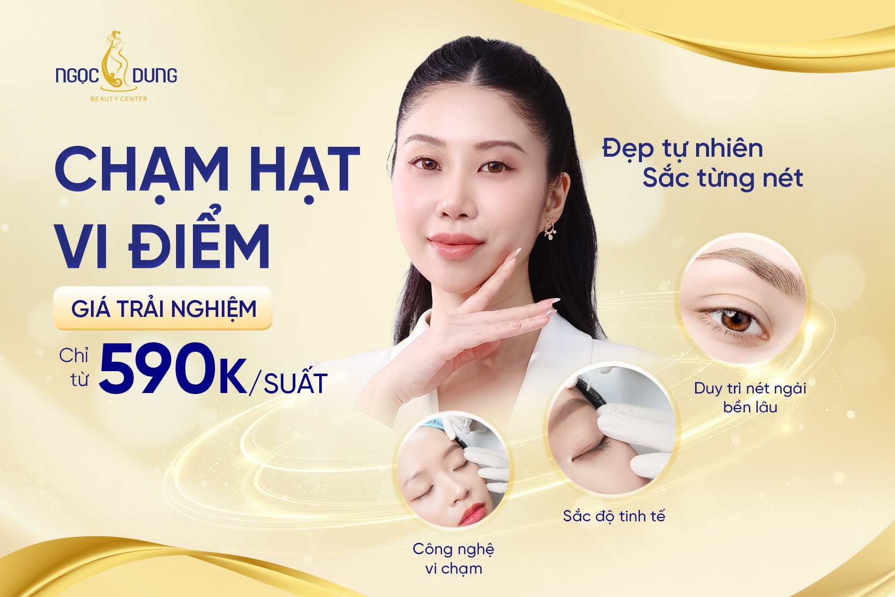 Phun mày chạm hạt vi điểm chuẩn xu hướng mới