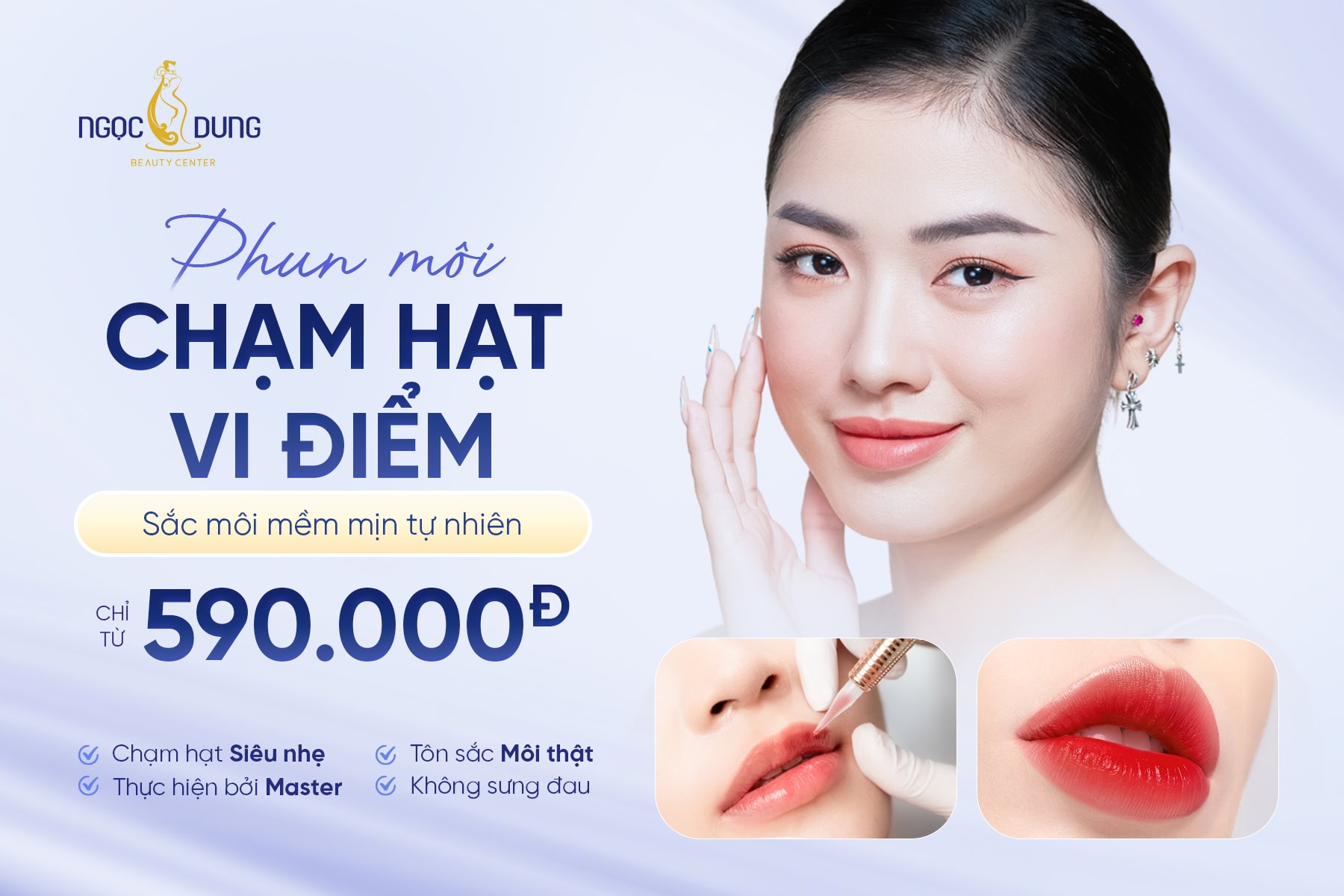 Phun môi vi chạm - Bí quyết cho môi căng mọng