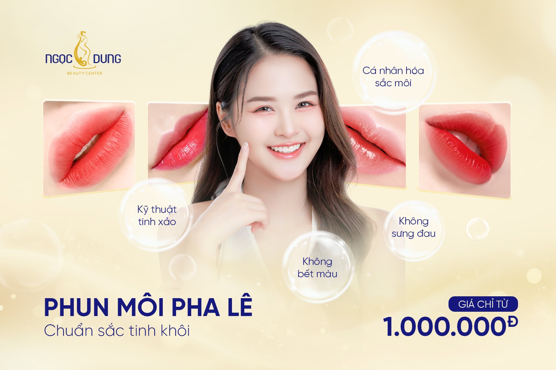 Phun môi pha lê chuẩn sắc tinh khôi