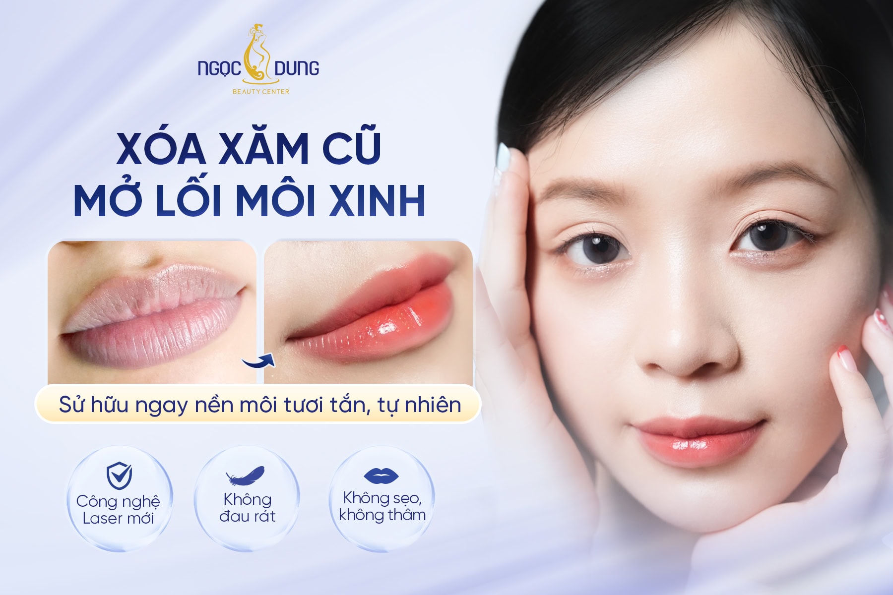 xóa xăm môi hiệu quả cho môi thâm, trổ xanh sau phun xăm