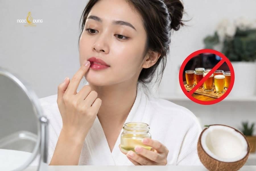 Không nên dùng rượu bia và chất kích thích sau phun môi