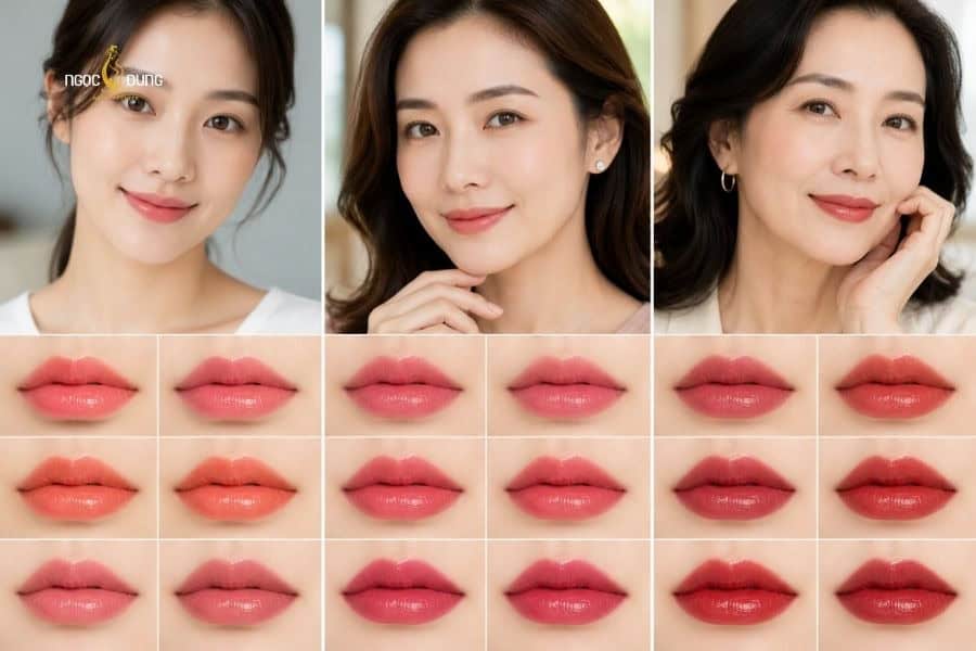 Phun môi collagen bảng màu và giá chi tiết ở Ngọc Dung 6 Hãy chọn màu môi phù hợp với độ tuổi của mình