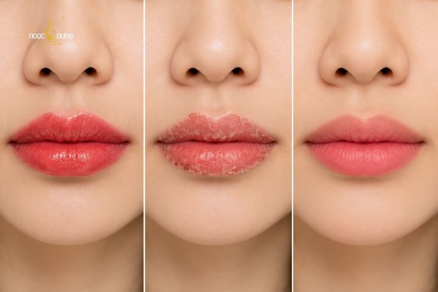 Phun môi collagen bảng màu và giá chi tiết ở Ngọc Dung 8 Quá trình chuẩn màu của môi sau phun môi collagen