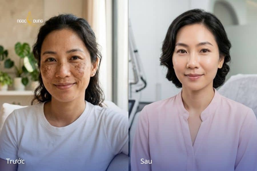 Kết quả trị đồi mồi của chị khách sau 5 tháng