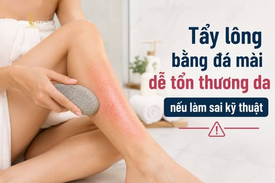 Tẩy lông bằng đá mài dễ gây tổn thương da nếu kiểm soát lực không tốt